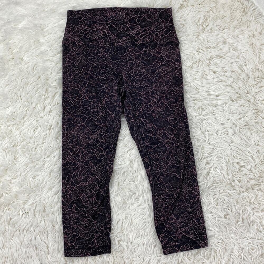 Lululemon Align Crop *21" Lacescape Spanish Rose Black